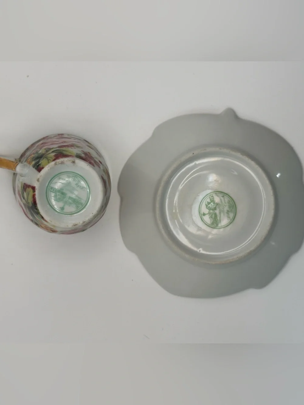 Vintage Lily Creek Demitasse Cup Saucer Floral Roses 24K Gold